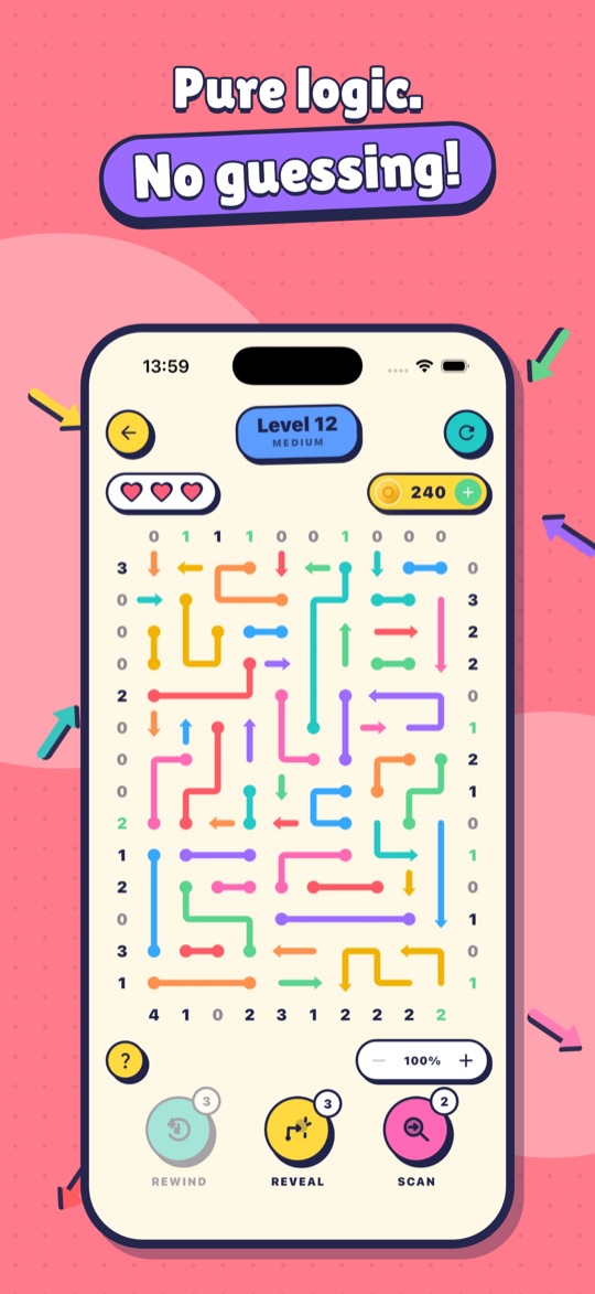 A larger level with tangled winding arrows